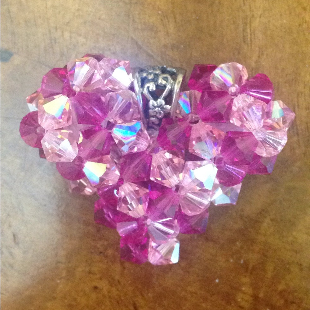 Beaded cluster heart with Sterling hardware.